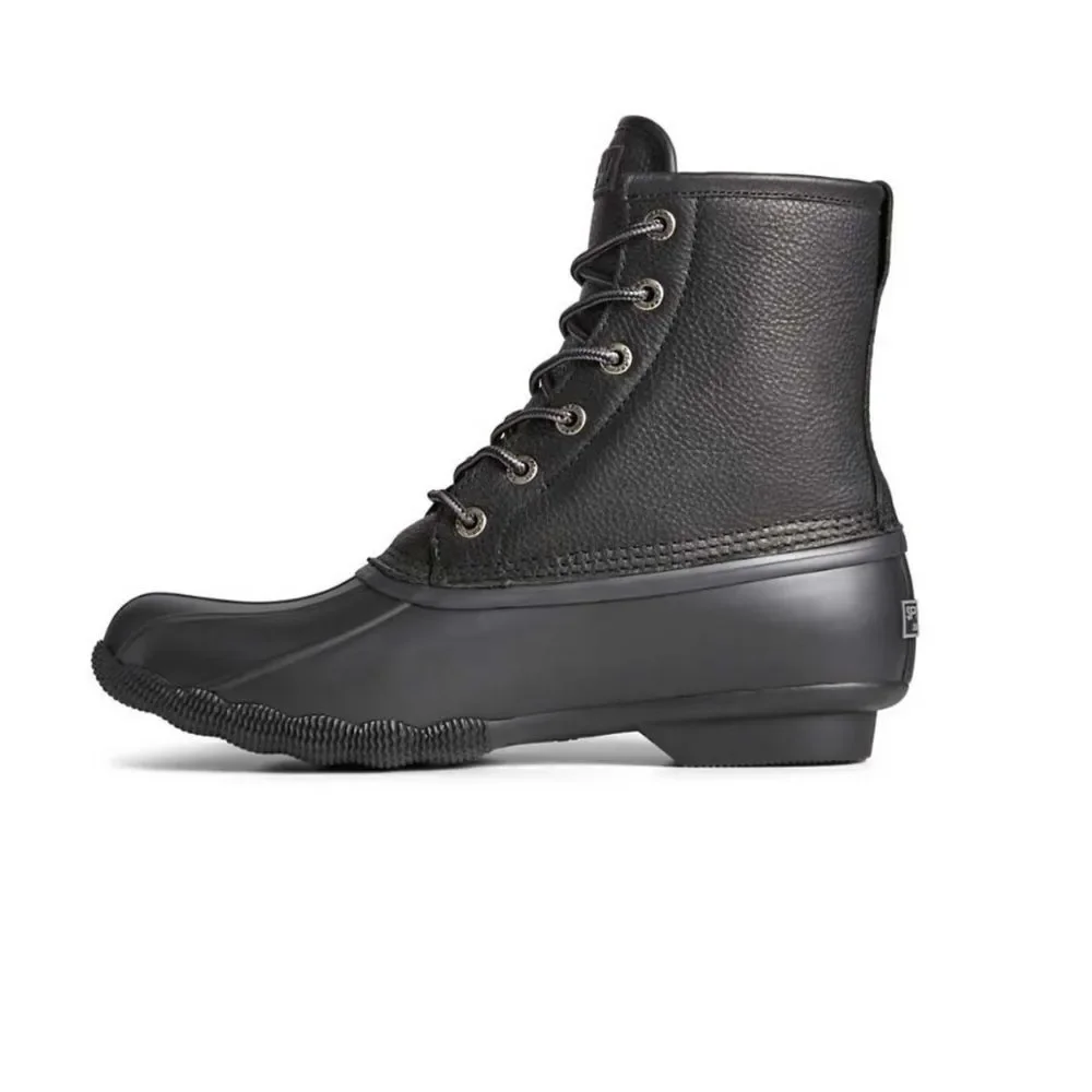Sperry Size 11.5 M SALTWATER Black on Black Leather Duck Boots New Men's Shoes